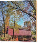 Covered Bridge In Maryland In Autumn Wood Print