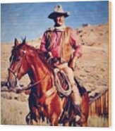 Cowboy John Wayne Wood Print