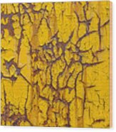 Cracked Yellow Paint Over Rust - Square Wood Print