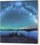 Crater Lake Milky Way Galaxy Wood Print