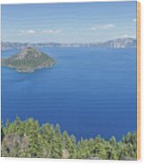 Crater Lake Panoramic Wood Print