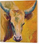 Creamy Texan - Longhorn Wood Print