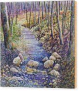 Creek Crossing Wood Print
