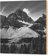 Crowfoot Mountain And Bow Lake Wood Print