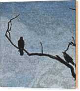 Crows On A Branch Wood Print