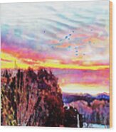 Crows Over Pre Dawn El Valle Wood Print