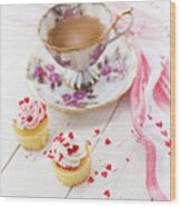 Cupcakes And Coffee Wood Print