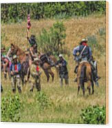 Custer And His Troops Fighting The Indians 1 Wood Print
