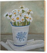 Daisies And Porcelain Wood Print