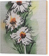 Daisies In The Wind Wood Print