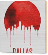 Dallas Skyline Red Wood Print