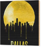 Dallas Skyline Yellow Wood Print
