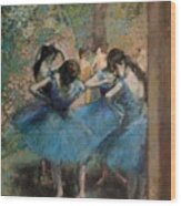 Dancers In Blue Wood Print