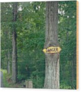 Danger - Sign-eating Tree Ahead Wood Print