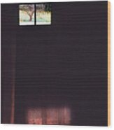 Dark Cabin Window Wood Print