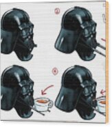 Darth Vader Tea Drinking Star Wars Wood Print