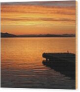 Dawn On The Water At Dusavik Wood Print