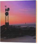 Daybreak At Ocean City Inlet Wood Print