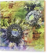 Decorative Sunflowers Mixed Media A772016 Wood Print