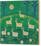 Deer-fairies Wood Print