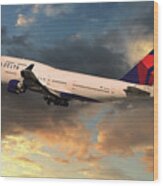 Delta Airlines Boeing 747 N633us Wood Print