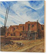 Desert Village New Mexico Wood Print