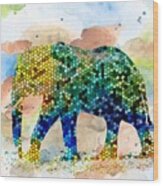 Design 37 Mosaic Elephant Wood Print