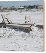 Destin Florida Wooden Beach Chairs On Sand With Beach Houses Wood Print