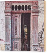 Deteriorated Door In Casco Viejo, Panama Wood Print