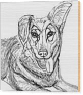 Dog Sketch In Charcoal 1 Wood Print
