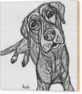 Dog Sketch In Charcoal 10 Wood Print