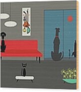 Dog Spies Alien Gray Room Wood Print