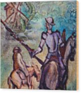 Don Quixote With Dragon Wood Print