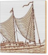 Double Hulled Sailing Canoe Wood Print