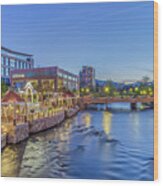 Downtown Reno Along The Truckee River Wood Print