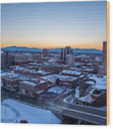 Downtown Roanoke Twilight Wood Print