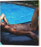 Dozing By The Pool Wood Print