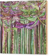 Dragonfly Bloomies 1 - Pink Wood Print