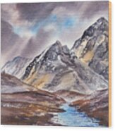 Dramatic Landscape With Mountains Wood Print