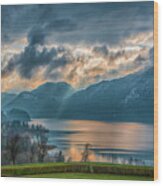 Dramatic Sunset Over Mondsee, Upper Austria Wood Print