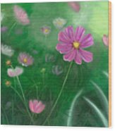 Cosmos Flowers Wood Print