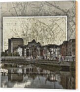 Dublin Skyline Mapped Wood Print