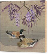 Ducks Under Wisteria Tree Wood Print