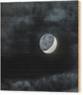 Earthlit Moon Wood Print