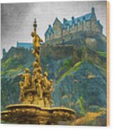 Edinburgh Ross Fountain Digital Painting Wood Print