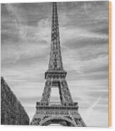 Eiffel Tower - Black And White Wood Print