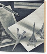 Eiffel Tower Drawing Wood Print