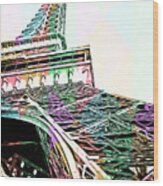 Eiffel Tower Rainbow Wood Print