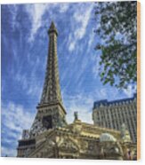 Eiffel Tower Replica At Paris Hotel - Las Vegas, Nevada Wood Print