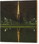 Eiffel Twin Reflection Wood Print